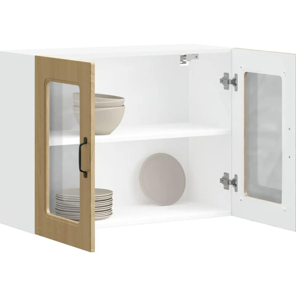 vidaXL Armarios Y Almacenamiento-Armario de cocina de pared con puerta de cristal "Kalmar" de, , madera de ingeniería