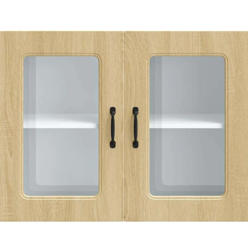 vidaXL Armarios Y Almacenamiento-Armario de cocina de pared con puerta de cristal "Kalmar" de, , madera de ingeniería