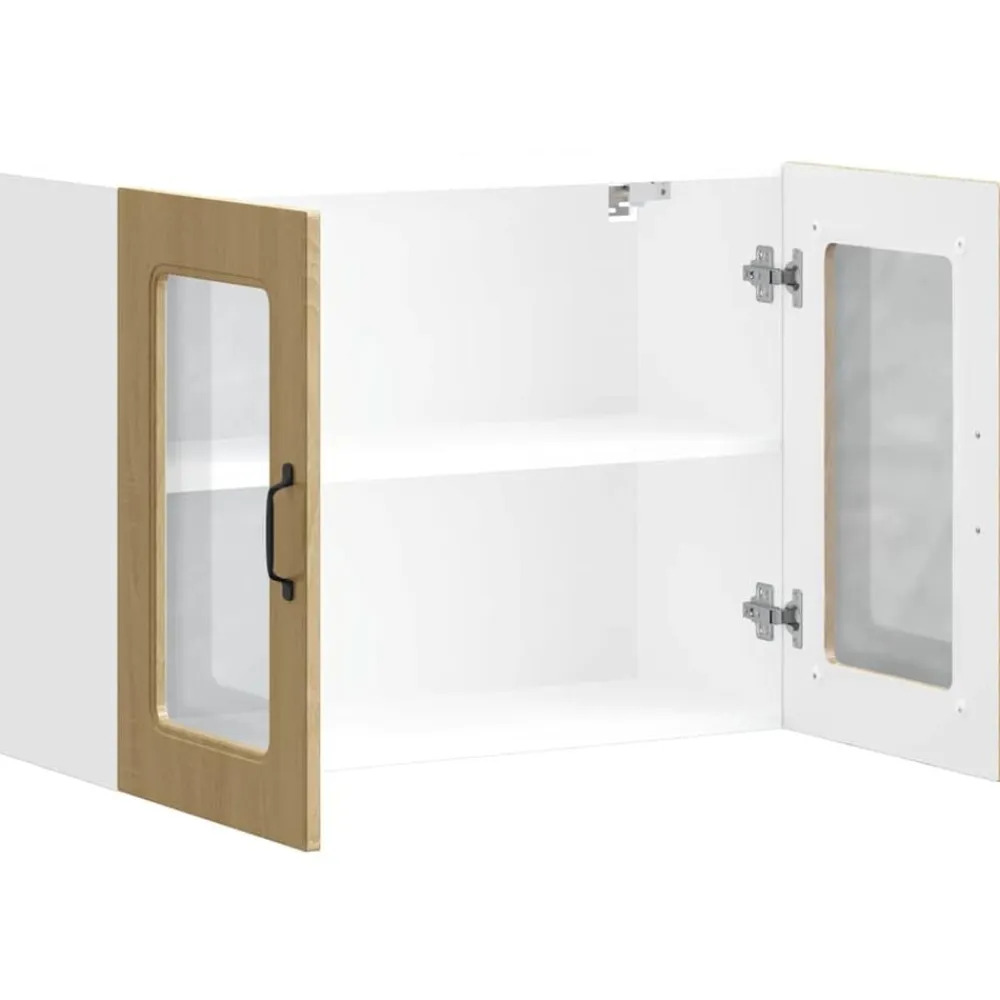 vidaXL Armarios Y Almacenamiento-Armario de cocina de pared con puerta de cristal "Kalmar" de, , madera de ingeniería