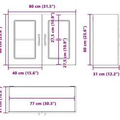 vidaXL Armarios Y Almacenamiento-Armario de cocina de pared con puerta de cristal