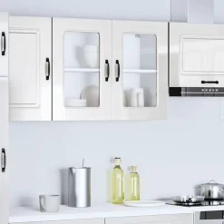 vidaXL Armarios Y Almacenamiento-Armario de cocina de pared con puerta de cristal
