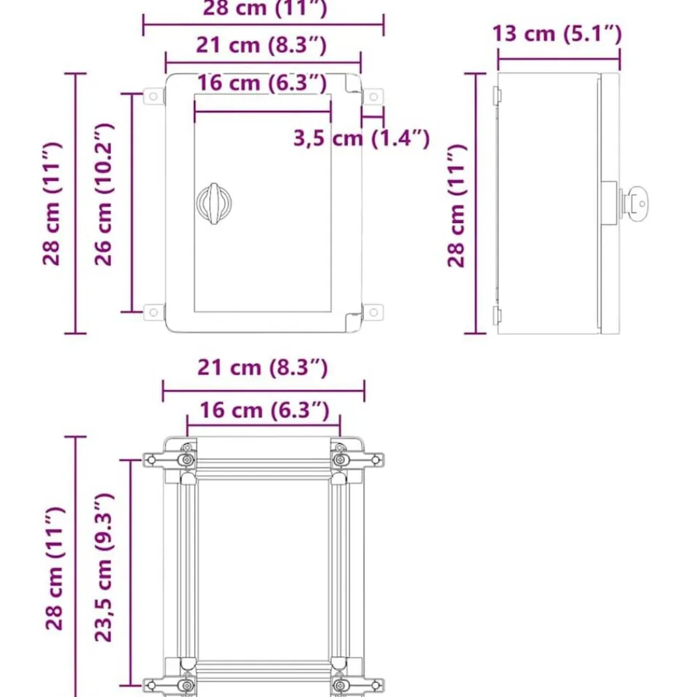 vidaXL Suministros Eléctricos-Armario de Control Gris 28 x 13 x 28 cm Plástico ABS