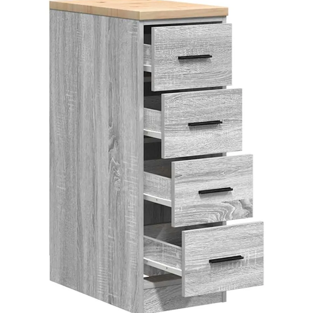 vidaXL Armario de garaje de madera maciza pino 30x51x85 cm Gris sonoma Online