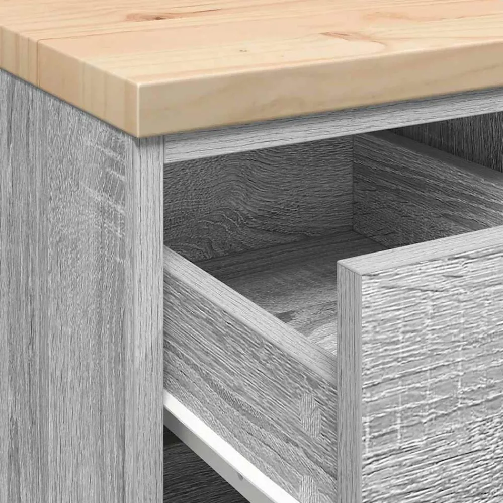 vidaXL Armario de garaje de madera maciza pino 30x51x85 cm Gris sonoma Online