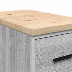 vidaXL Armario de garaje de madera maciza pino 30x51x85 cm Gris sonoma Online