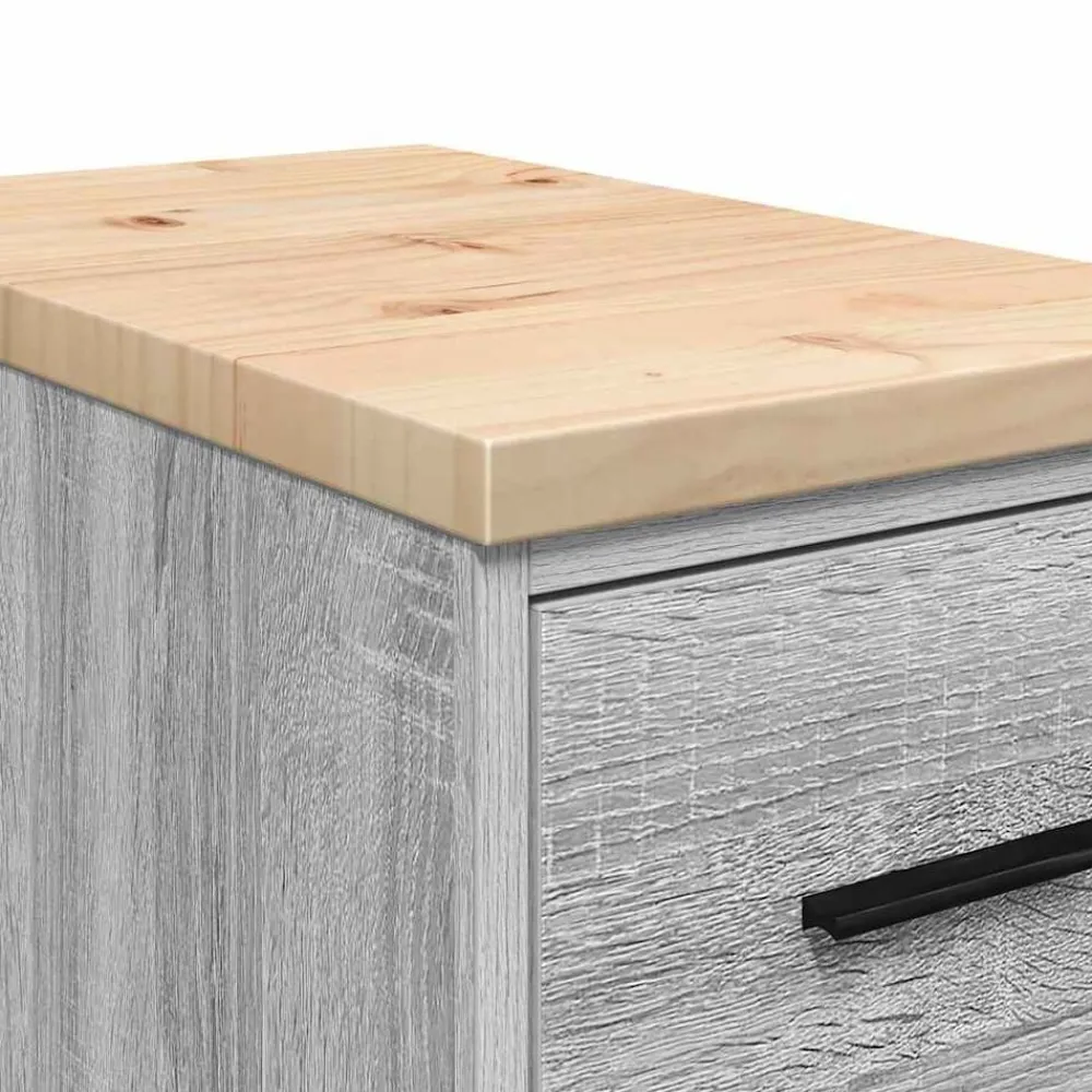 vidaXL Armario de garaje de madera maciza pino 30x51x85 cm Gris sonoma Online