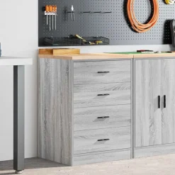 vidaXL Armario de garaje de madera maciza pino 60x51x85 cm Gris sonoma Online