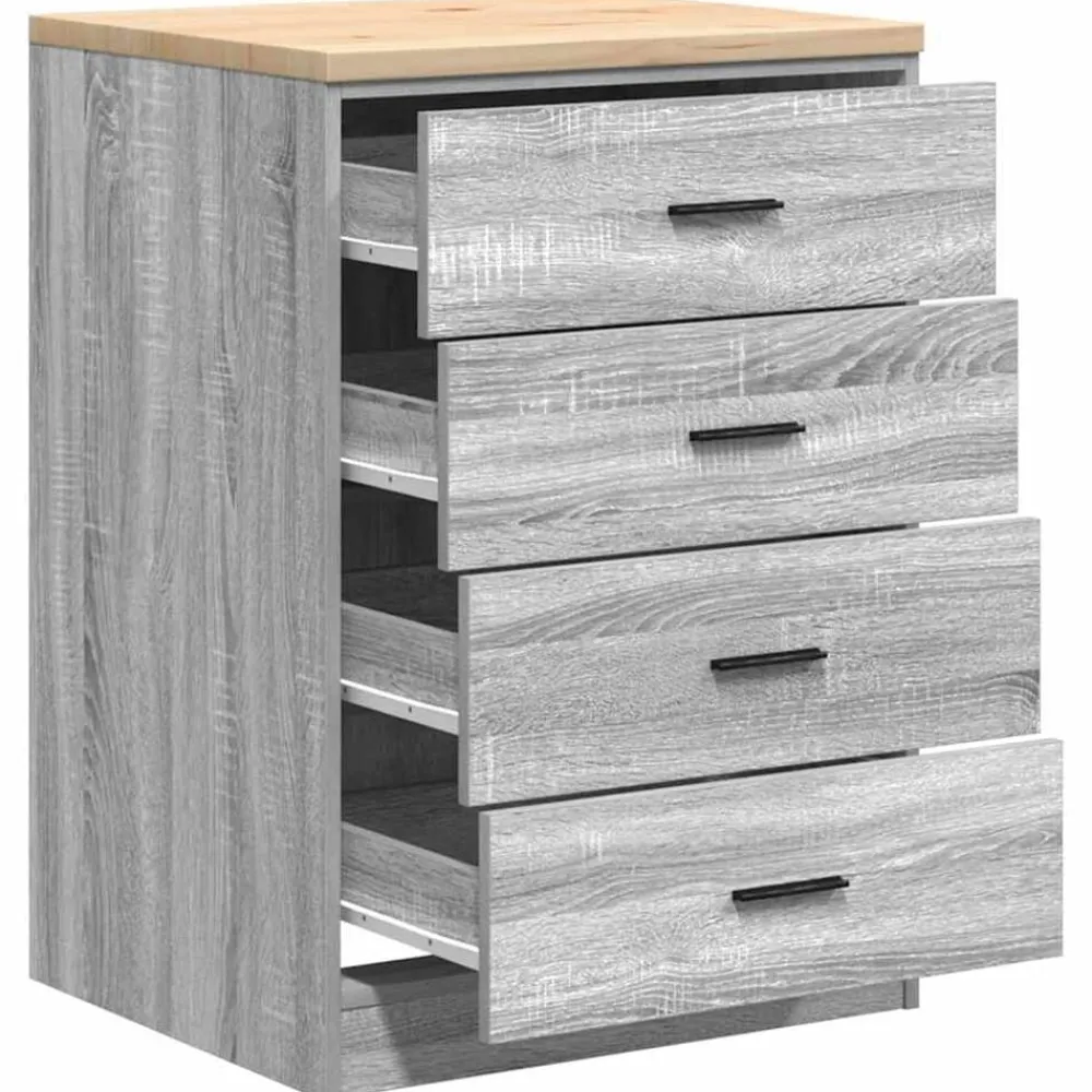 vidaXL Armario de garaje de madera maciza pino 60x51x85 cm Gris sonoma Online