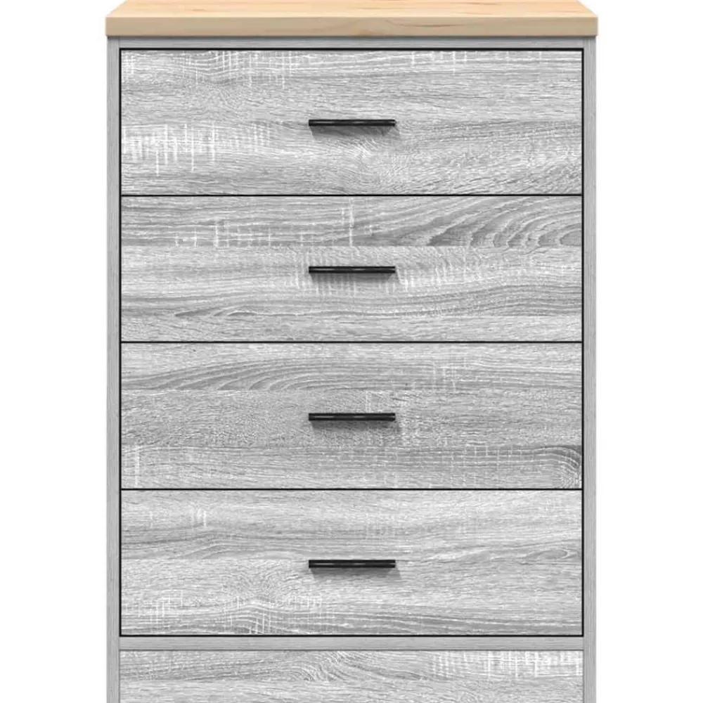 vidaXL Armario de garaje de madera maciza pino 60x51x85 cm Gris sonoma Online