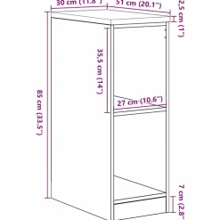 vidaXL Almacenamiento Industrial-Armario de garaje de madera maciza pino 30x51x85 cm