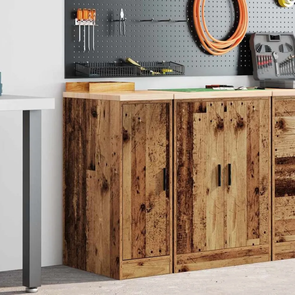 vidaXL Almacenamiento Industrial-Armario de garaje de madera vieja 30x51x85 cm