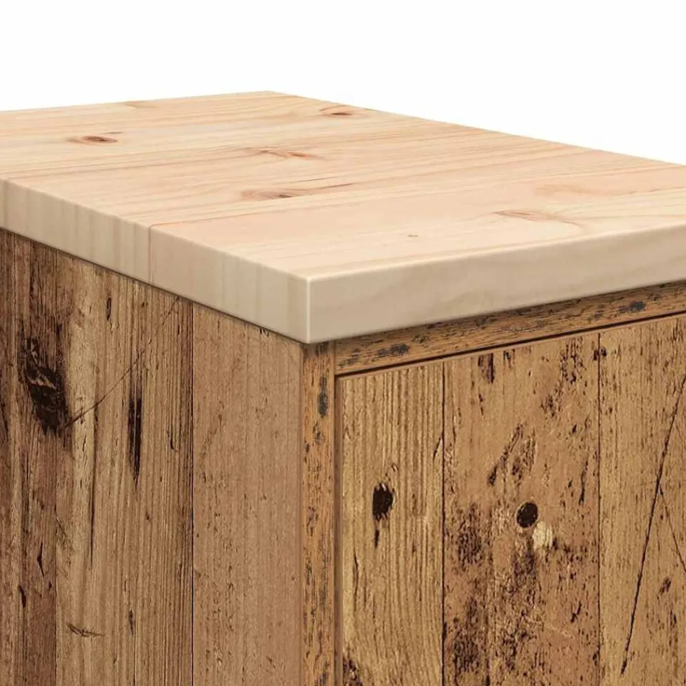 vidaXL Almacenamiento Industrial-Armario de garaje de madera vieja 30x51x85 cm