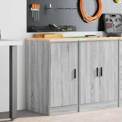 vidaXL Armario de garaje de madera maciza pino 40x51x85 cm Gris sonoma Discount