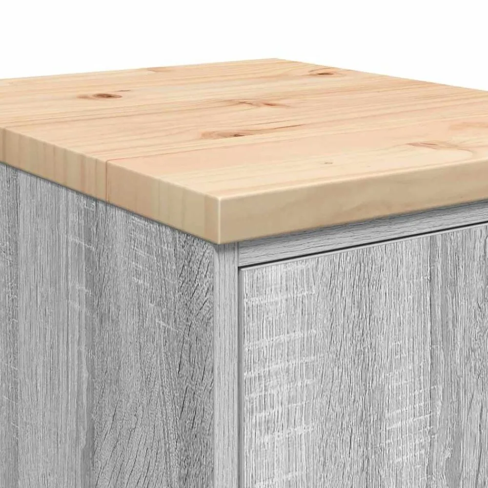 vidaXL Armario de garaje de madera maciza pino 40x51x85 cm Gris sonoma Discount