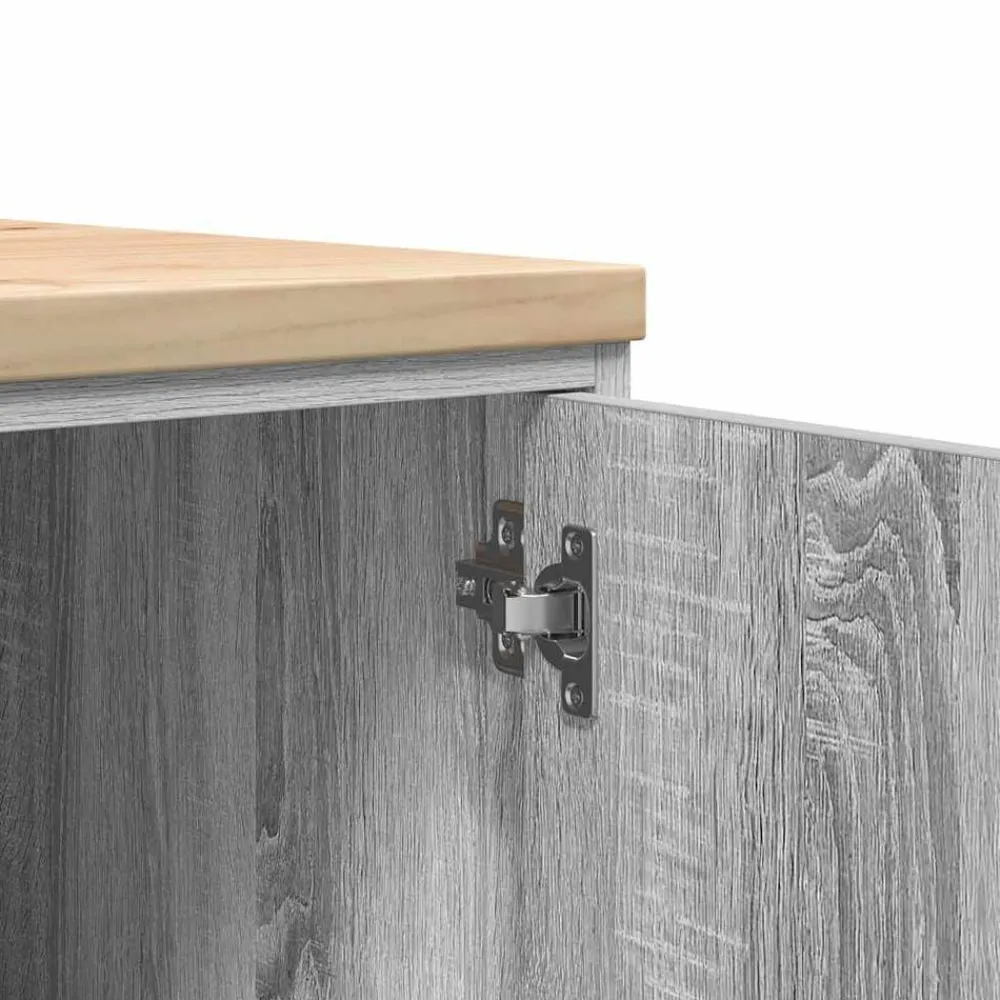 vidaXL Armario de garaje de madera maciza pino 40x51x85 cm Gris sonoma Discount