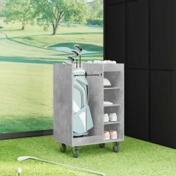 vidaXL Armario de Golf con rueda Liso Gris Concreto 65 x 45 x 98 cm Gris hormigón Outlet
