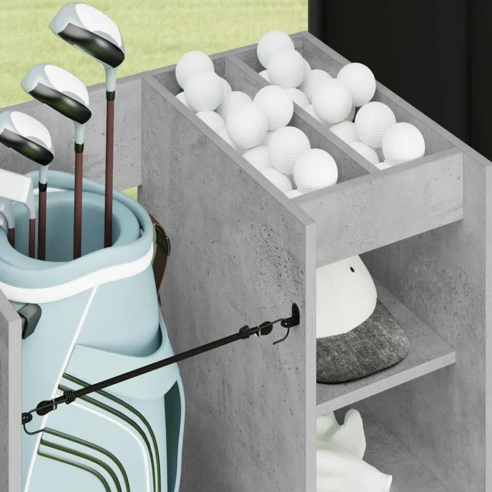 vidaXL Armario de Golf con rueda Liso Gris Concreto 65 x 45 x 98 cm Gris hormigón Outlet