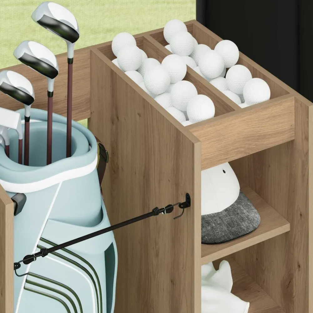 vidaXL Armario de Golf con rueda Liso Roble artesanal 65 x 45 x 98 cm Roble artisan Hot