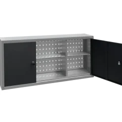 vidaXL Accesorios De Bricolaje-Armario de herramientas de pared industrial metal gris y negro