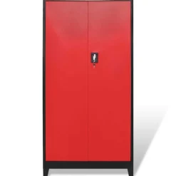 vidaXL Armario de herramientas con baúl acero negro/rojo 90x40x180 cm Online