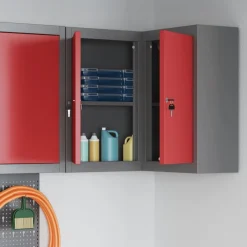 vidaXL Armario de herramientas con estante y Gris 55 x 55 x 55 cm Rojo Online