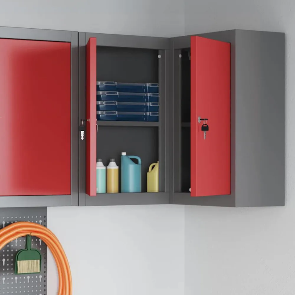 vidaXL Armario de herramientas con estante y Gris 55 x 55 x 55 cm Rojo Online