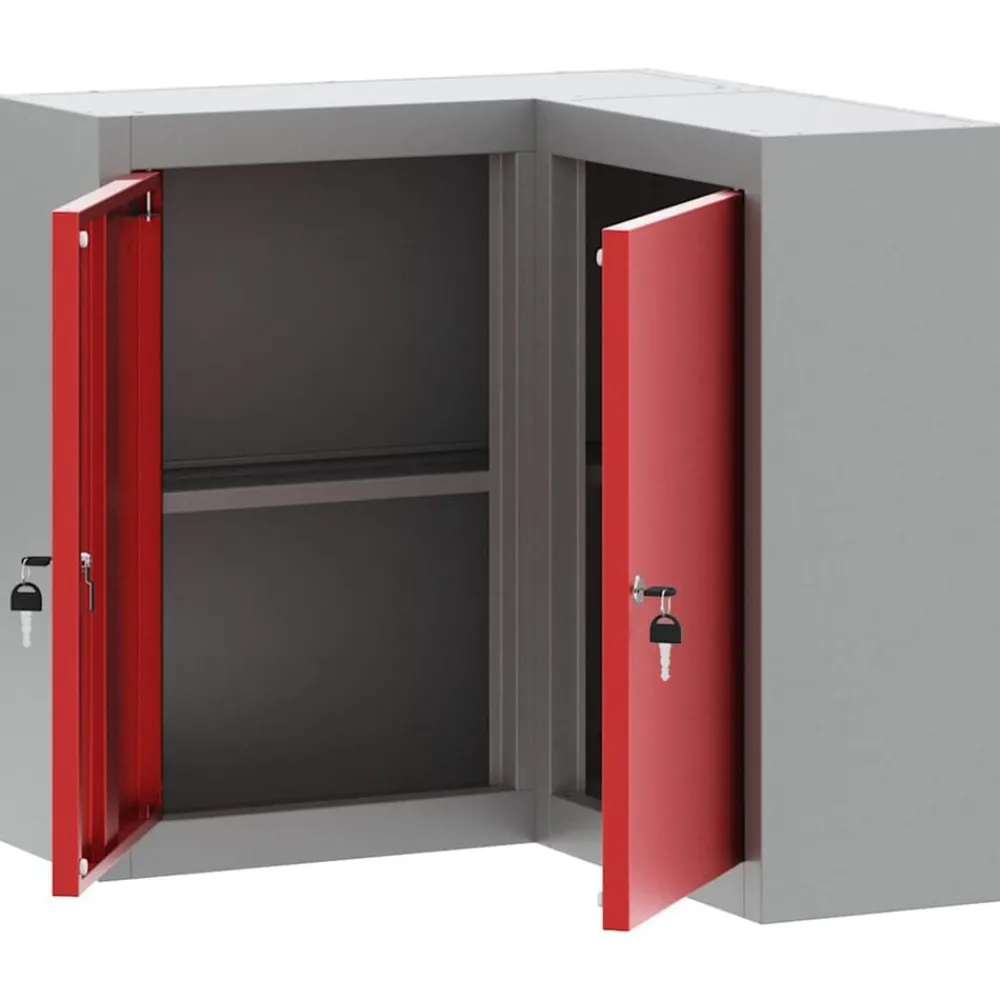 vidaXL Armario de herramientas con estante y Gris 55 x 55 x 55 cm Rojo Online