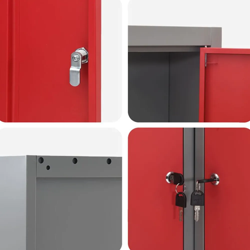 vidaXL Armario de herramientas con estante y Gris 55 x 55 x 55 cm Rojo Online