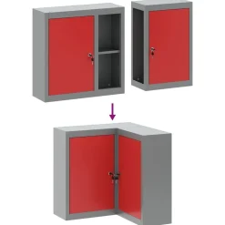 vidaXL Armario de herramientas con estante y Gris 55 x 55 x 55 cm Rojo Online