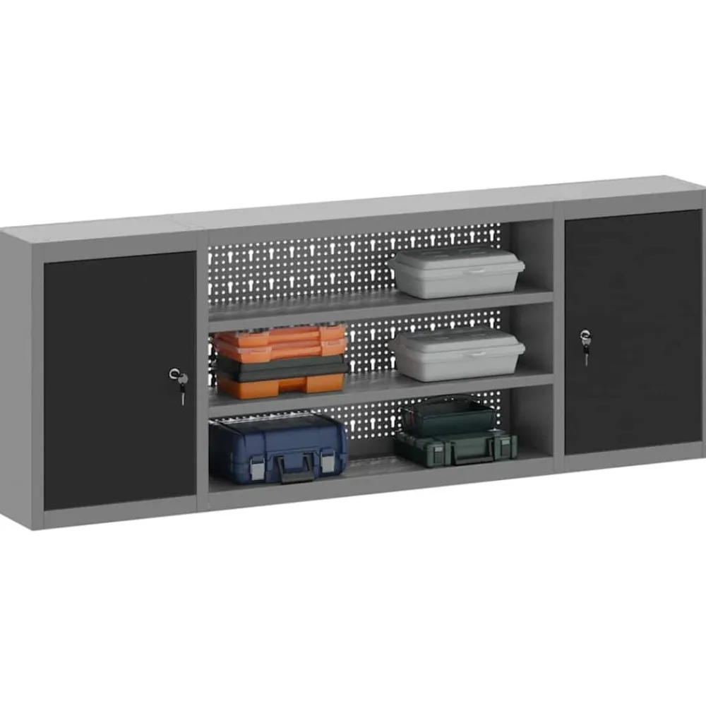vidaXL Armario de herramientas y Gris 50 x 20 x 55 cm Negro Online