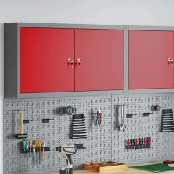 vidaXL Armario de herramientas con estante y Gris 50 x 20 x 55 cm Rojo Outlet
