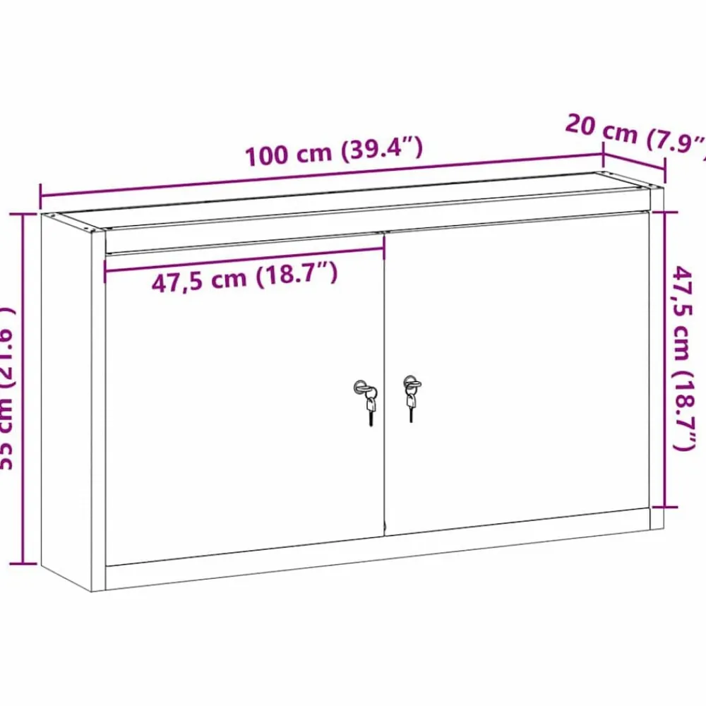 vidaXL Armario de herramientas con estante y Gris 50 x 20 x 55 cm Rojo Outlet