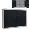vidaXL Accesorios De Bricolaje-Armario de herramientas de pared industrial metal gris y negro