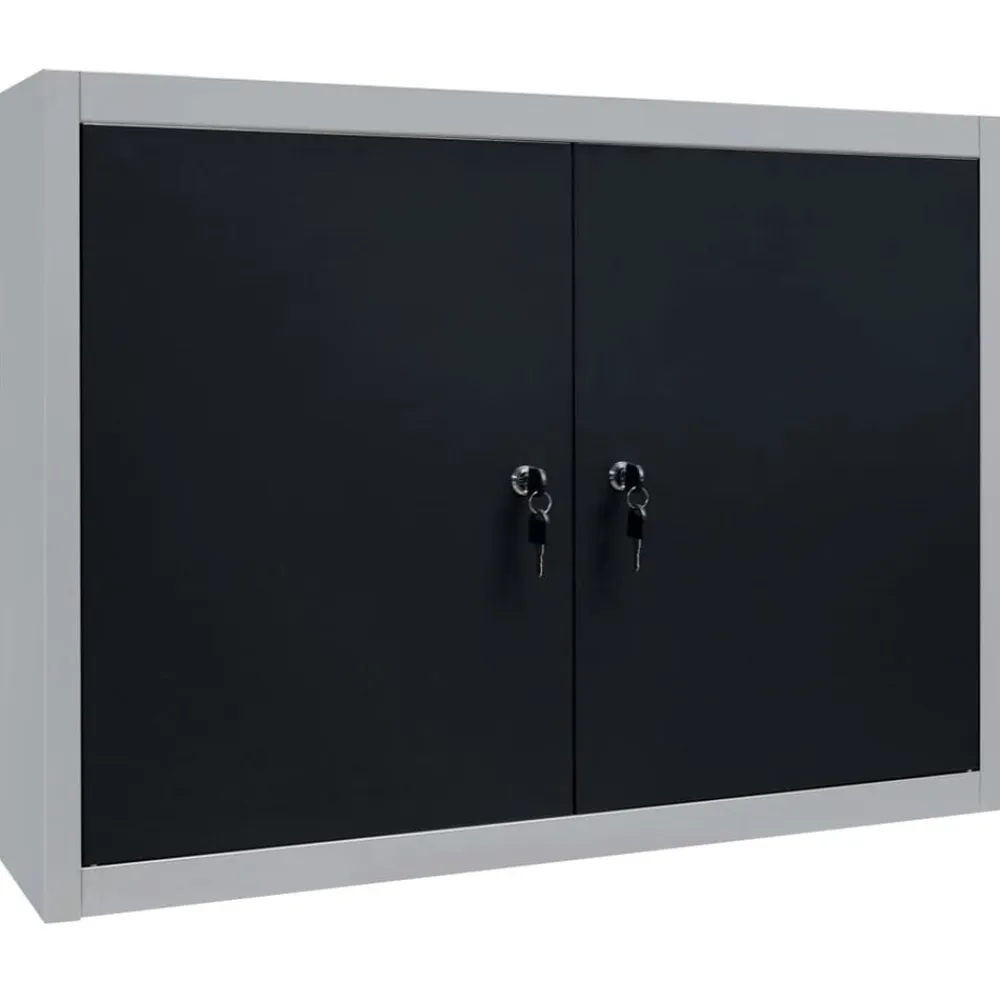 vidaXL Accesorios De Bricolaje-Armario de herramientas de pared industrial metal gris y negro