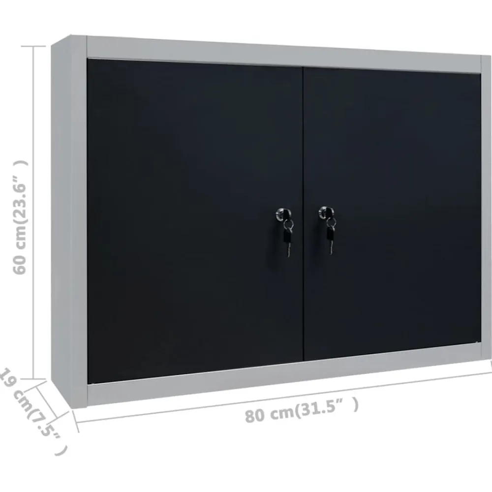vidaXL Accesorios De Bricolaje-Armario de herramientas de pared industrial metal gris y negro