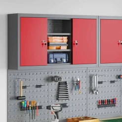 vidaXL Armario de herramientas con estante y Gris 50 x 20 x 55 cm Rojo