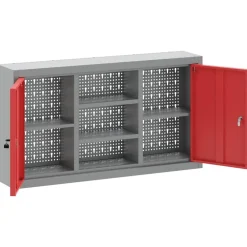 vidaXL Armario de herramientas con estante y Gris 50 x 20 x 55 cm Rojo