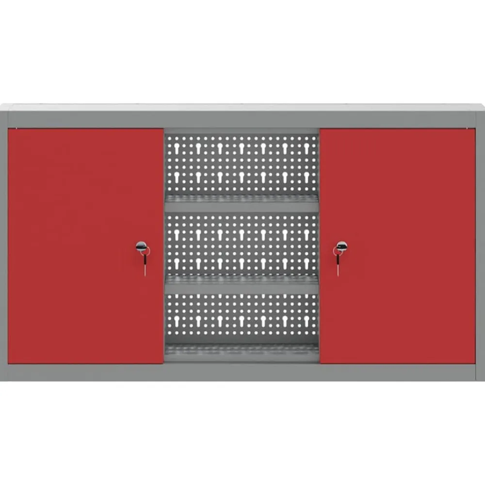 vidaXL Armario de herramientas con estante y Gris 50 x 20 x 55 cm Rojo