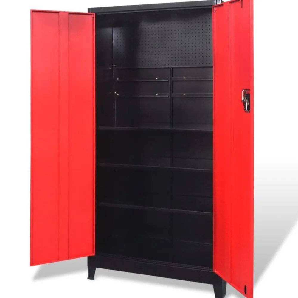 vidaXL Armario de herramientas 2 puertas acero negro/rojo 90x40x180 cm Online