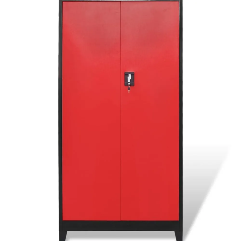 vidaXL Armario de herramientas 2 puertas acero negro/rojo 90x40x180 cm Online