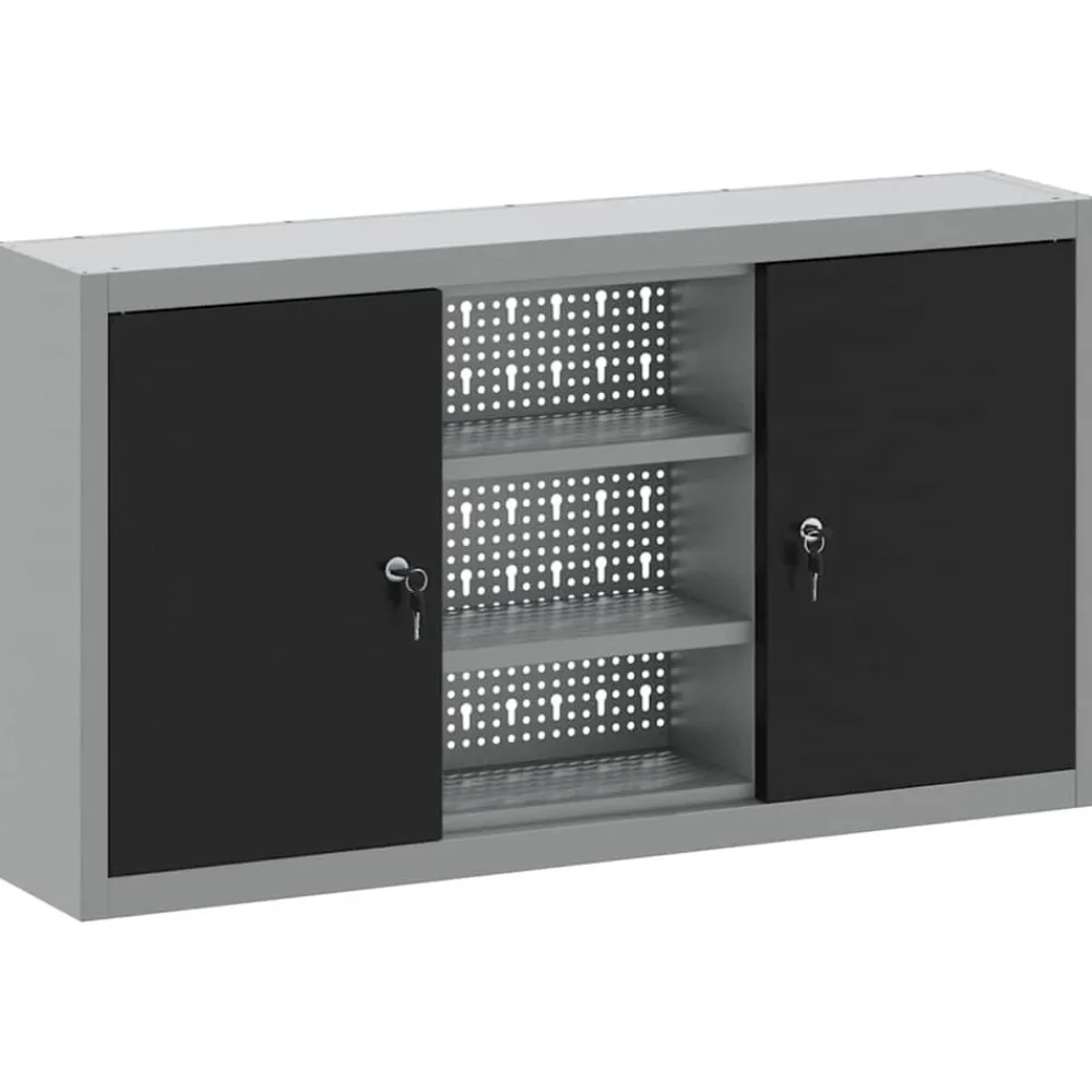 vidaXL Armario de herramientas y Gris 50 x 20 x 55 cm Negro Discount