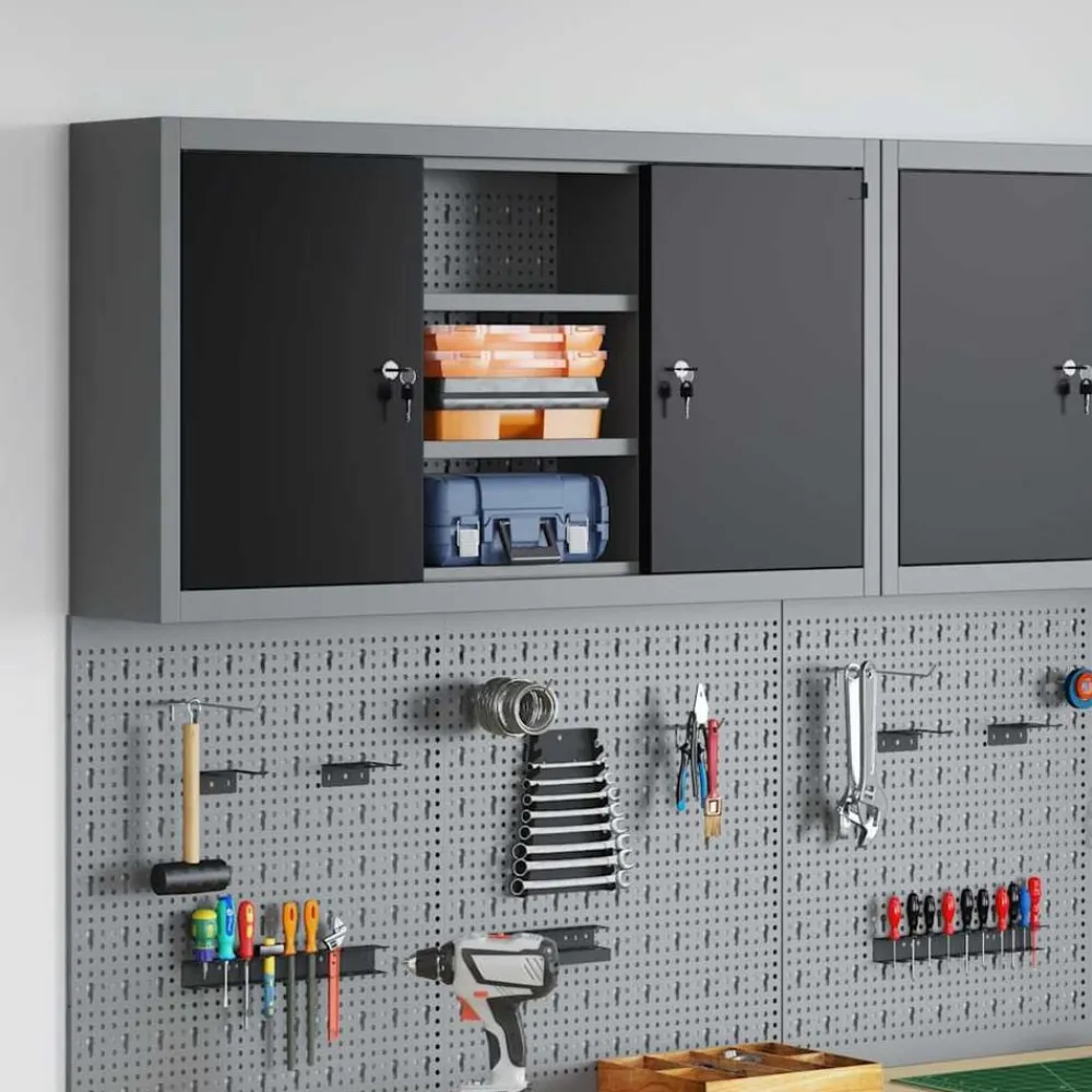 vidaXL Armario de herramientas y Gris 50 x 20 x 55 cm Negro Discount