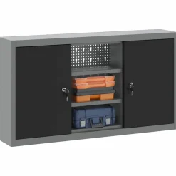 vidaXL Armario de herramientas y Gris 50 x 20 x 55 cm Negro Discount