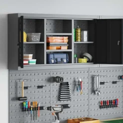 vidaXL Armario de herramientas y Gris 50 x 20 x 55 cm Negro Discount