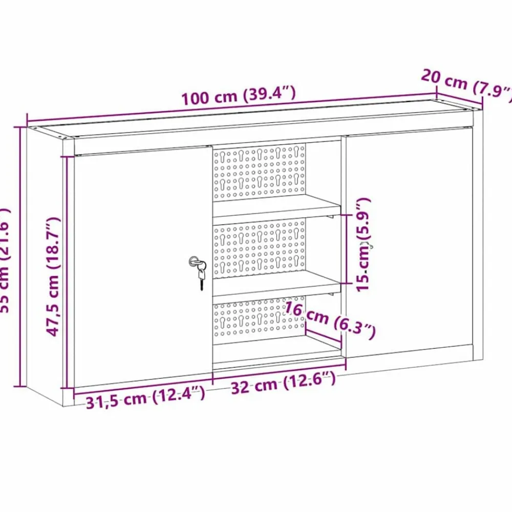 vidaXL Armario de herramientas y Gris 50 x 20 x 55 cm Negro Discount