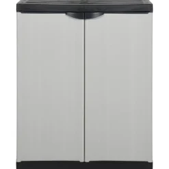 vidaXL Armarios Y Almacenamiento-Armario de jardín con 1 estante gris y negro 68x40x85 cm