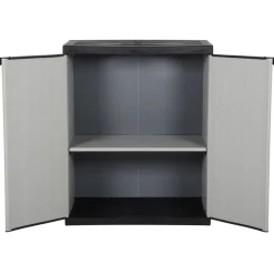 vidaXL Armarios Y Almacenamiento-Armario de jardín con 1 estante gris y negro 68x40x85 cm