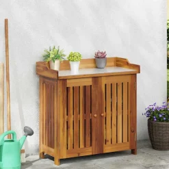 vidaXL Armarios Y Almacenamiento-Armario de Jardín con estante Natural 78 x 36,5 x 78cm