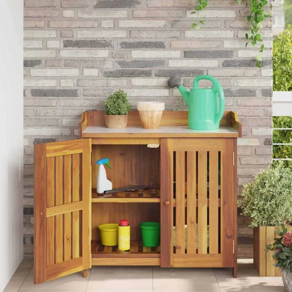 vidaXL Armarios Y Almacenamiento-Armario de Jardín con estante Natural 78 x 36,5 x 78cm