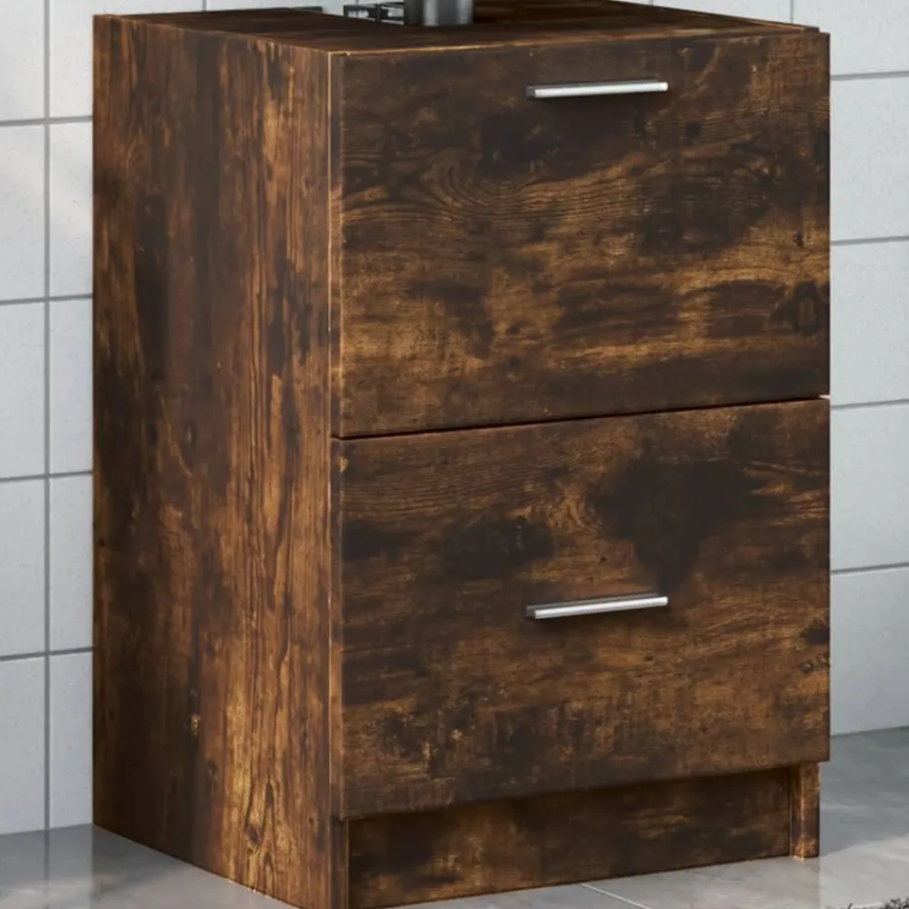 vidaXL Armario de lavabo madera ingeniería 40x37x59 cm Roble ahumado Outlet